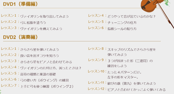 初めてのヴァイオリンレッスンDVDセットについて